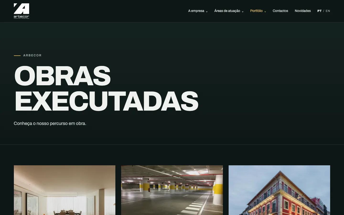 Portfólio de obras executadas da Arbecor