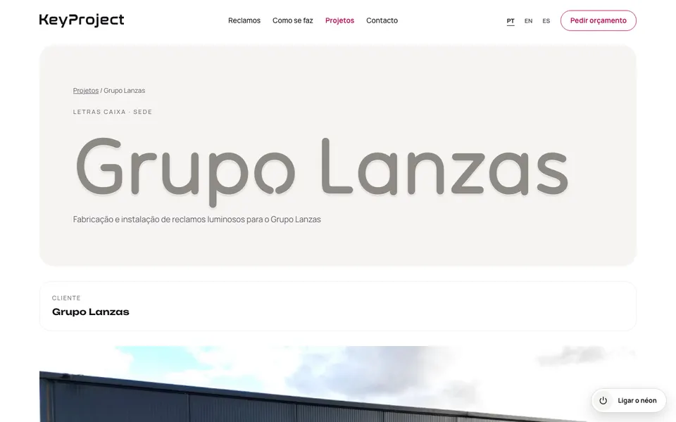 Página do projeto Grupo Lanzas